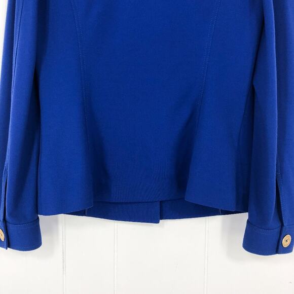 St. John VTG Patch Pocket Blazer Jacket Thick Knit Gold Button Front Size 6 Blue - Picture 7 of 16